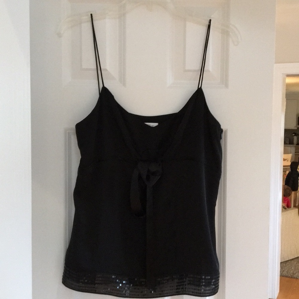 LOFT Black Top with Sequin Border